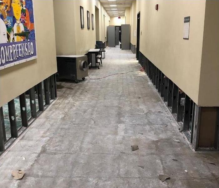 Hallway after floor tear out