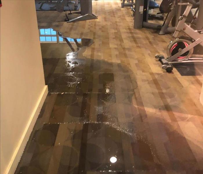 flooded floor in gym